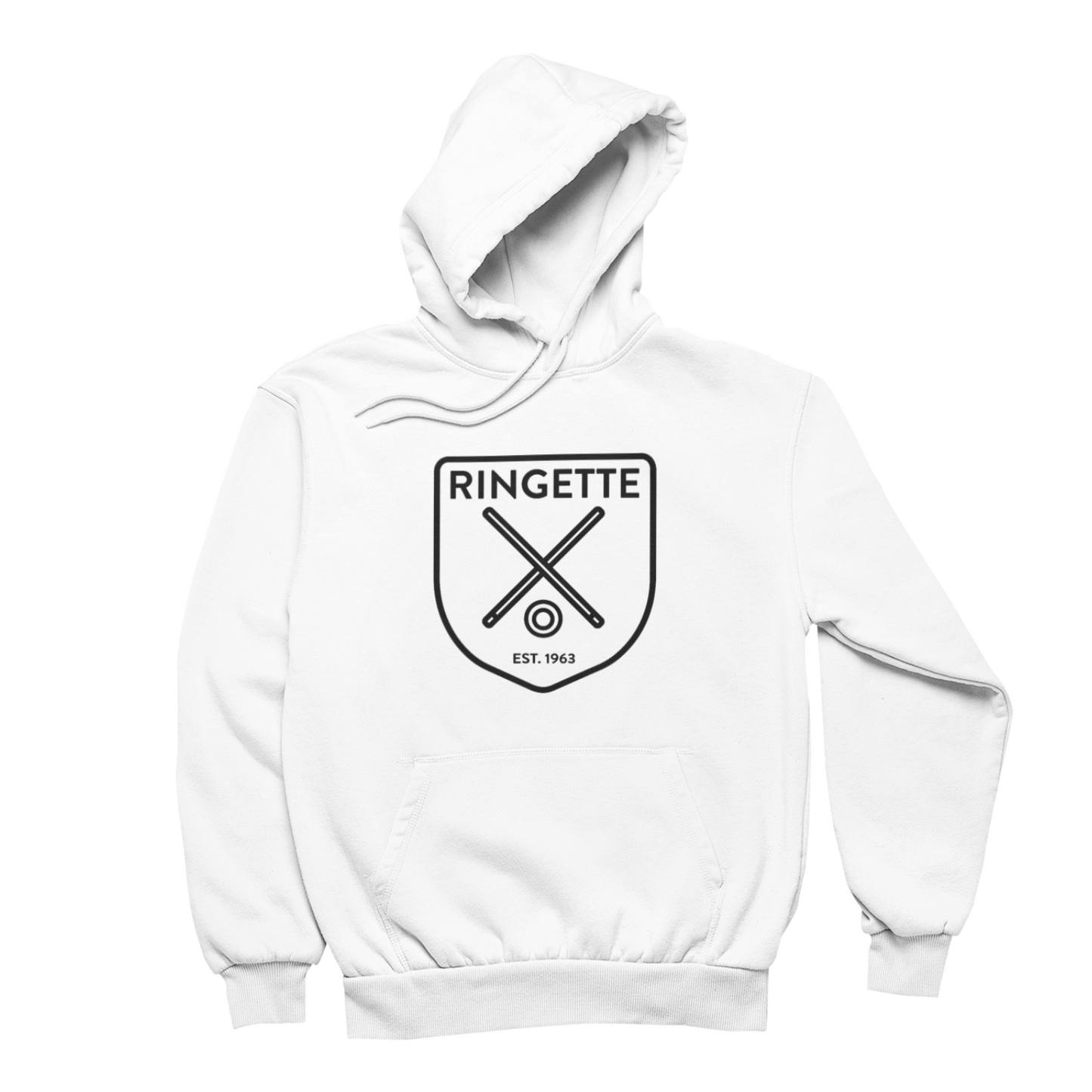 Ringette Crest Hoodie | Black on White (ADULT)