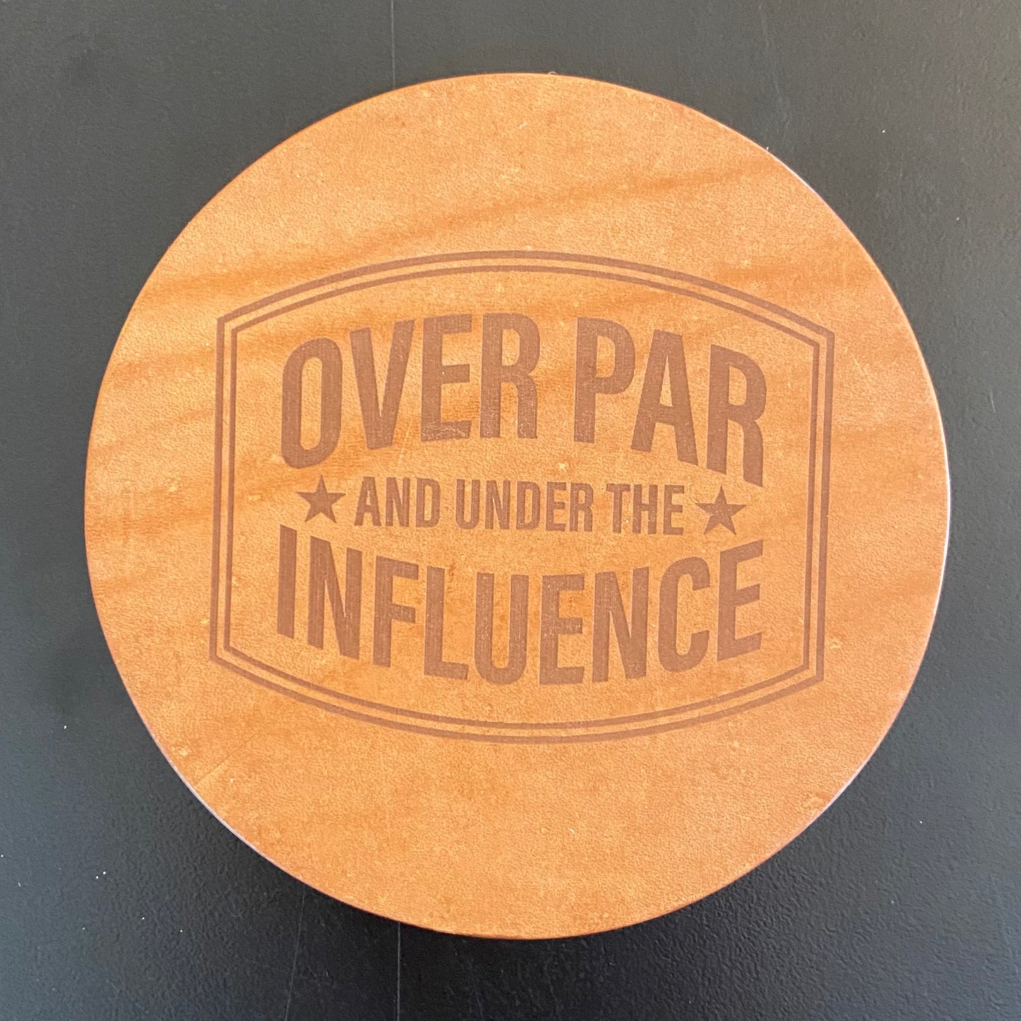 “Over Par” Leather Coaster