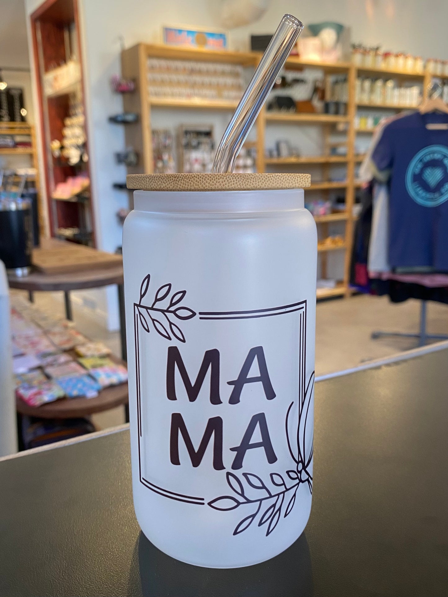 Framed Mama Frosted Glass Tumbler