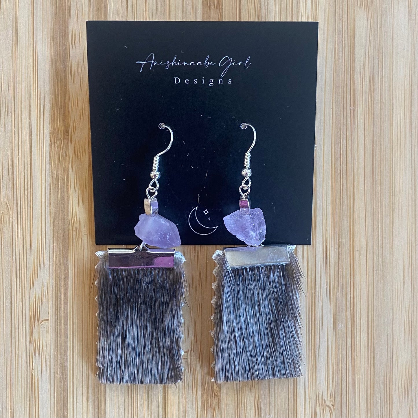 Sealskin and Amethyst Earrings