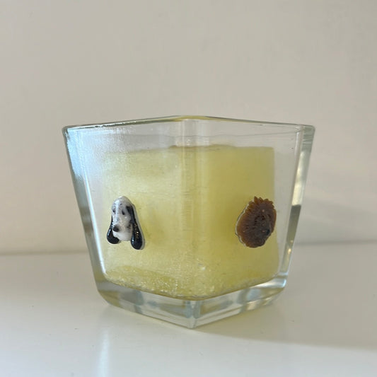 Candle with Dog Glass Holder