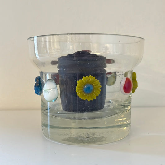 Candle With Glass Flower Holder