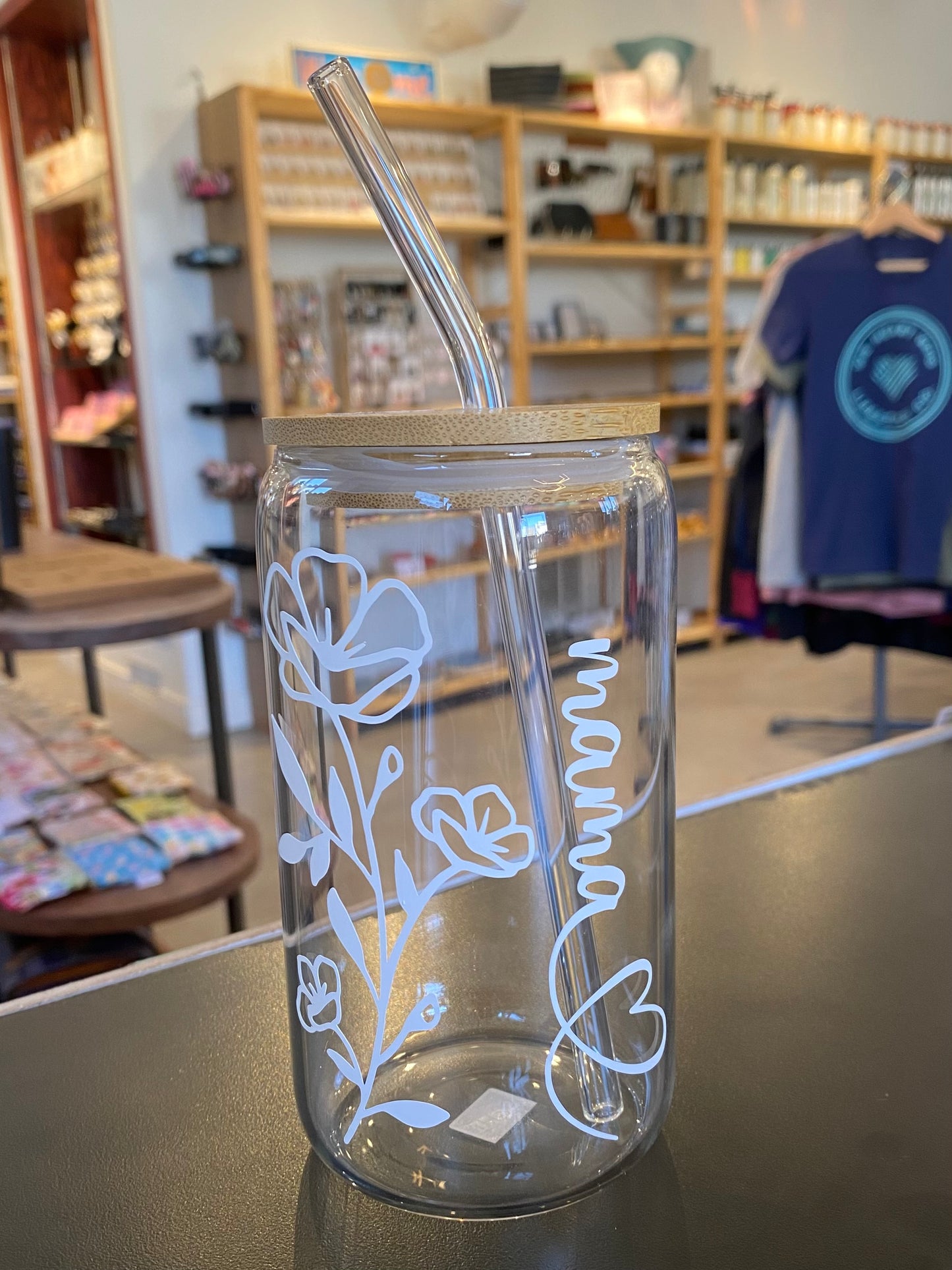 Mama Flowers Glass Tumbler