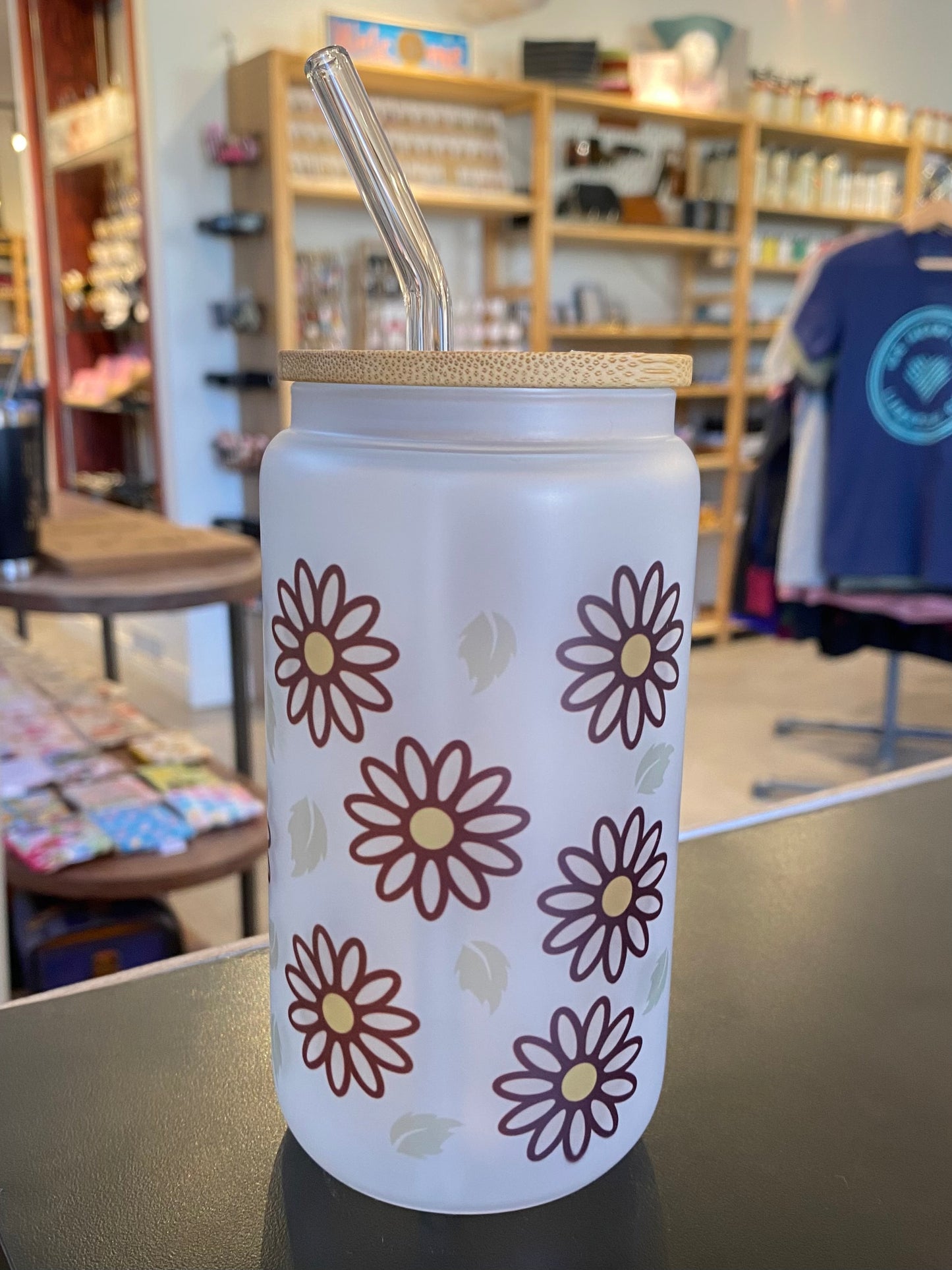 Daisy Frosted Glass Tumbler