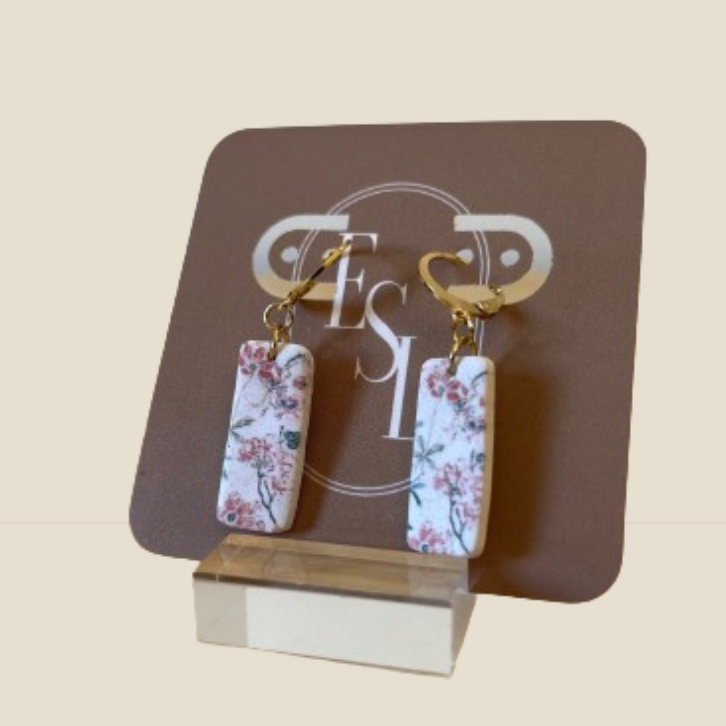 Rectangle Dangles Earrings | Floral