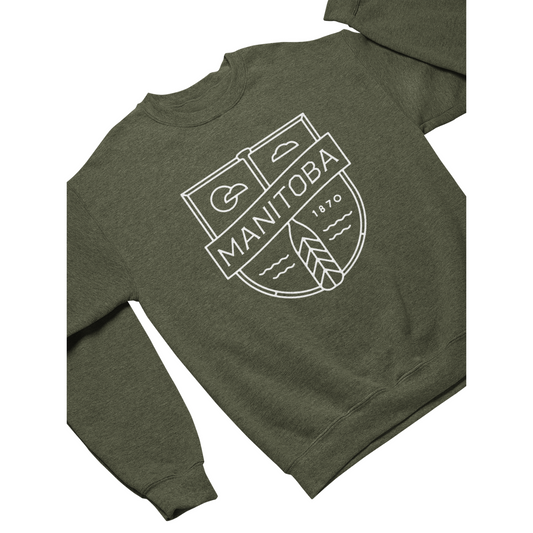 MB Cottage Crewneck | White on Heather Army