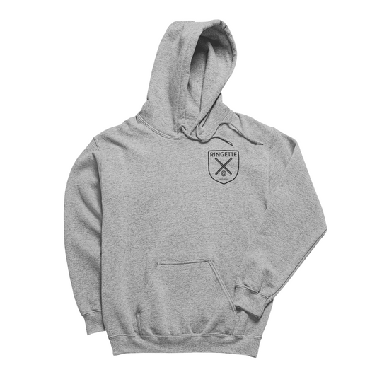 Ringette Crest Hoodie | Black on Athletic Grey (ADULT)