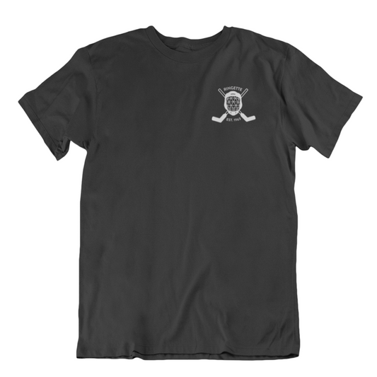 Ringette Goalie Tee | White on Black (ADULT)