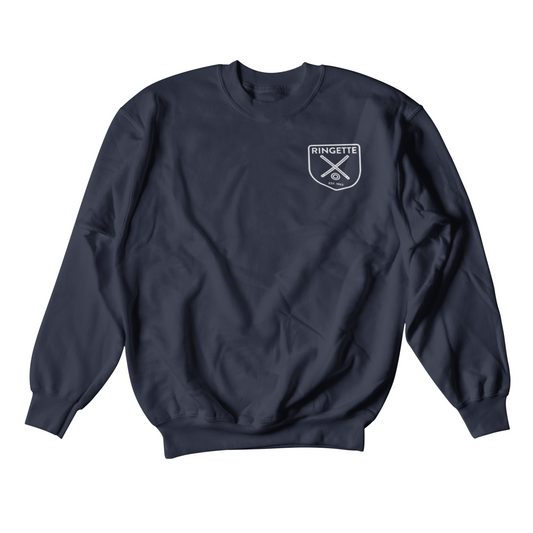 Ringette Crest Crewneck | White on Navy (ADULT)