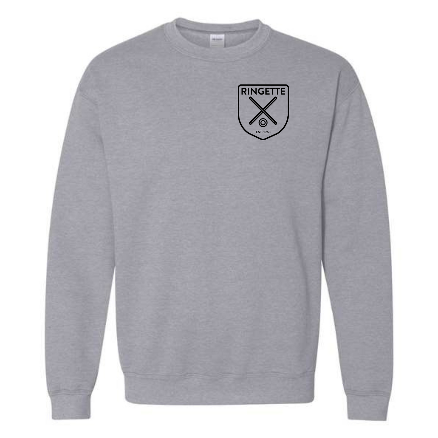 Ringette Crest Crewneck | Black on Athletic Grey (ADULT)