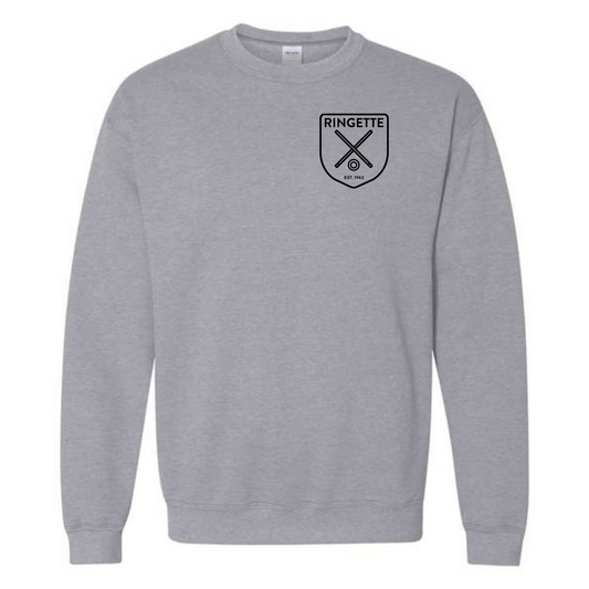 Ringette Crest Crewneck | Black on Athletic Grey (ADULT)