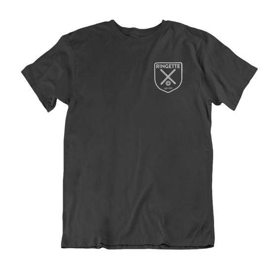 Ringette Crest Tee | White on Black (ADULT)