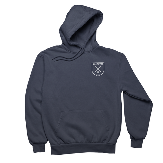 Ringette Crest Hoodie | White on Navy (ADULT)
