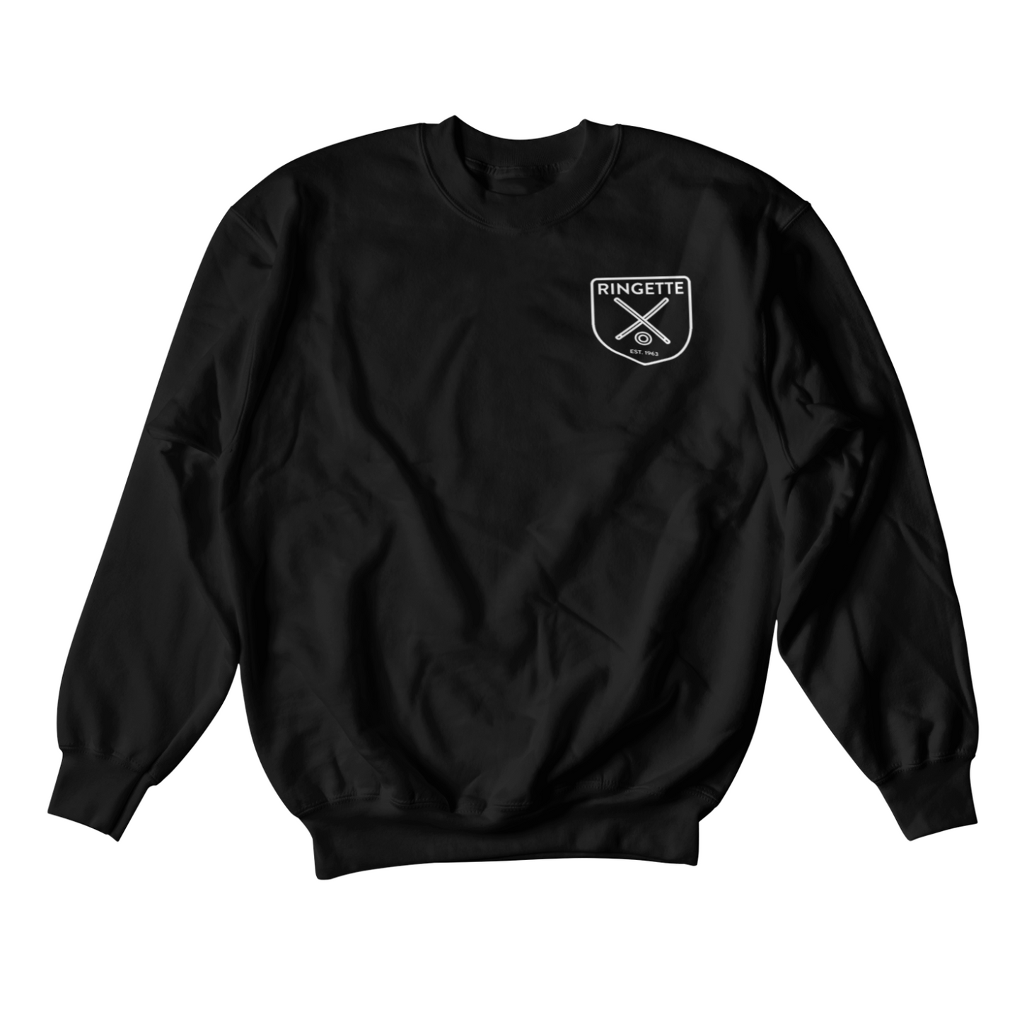 Ringette Crest Crewneck | White on Black (ADULT)