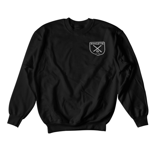 Ringette Crest Crewneck | White on Black (ADULT)