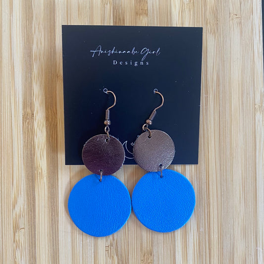 Black and Blue Leather Earrings