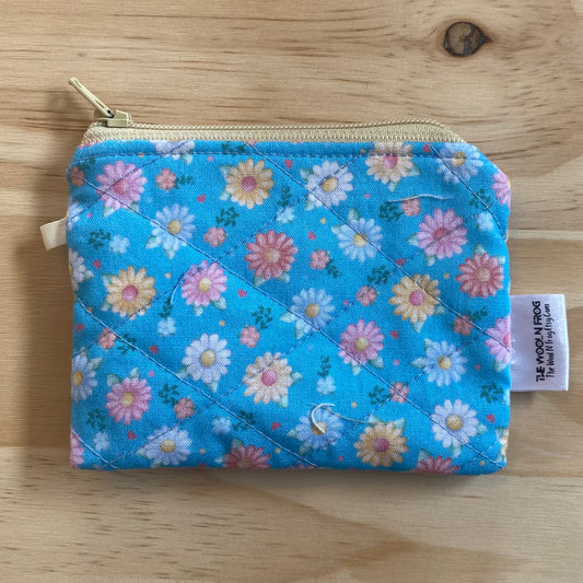 Blue Floral Zipper Pouch