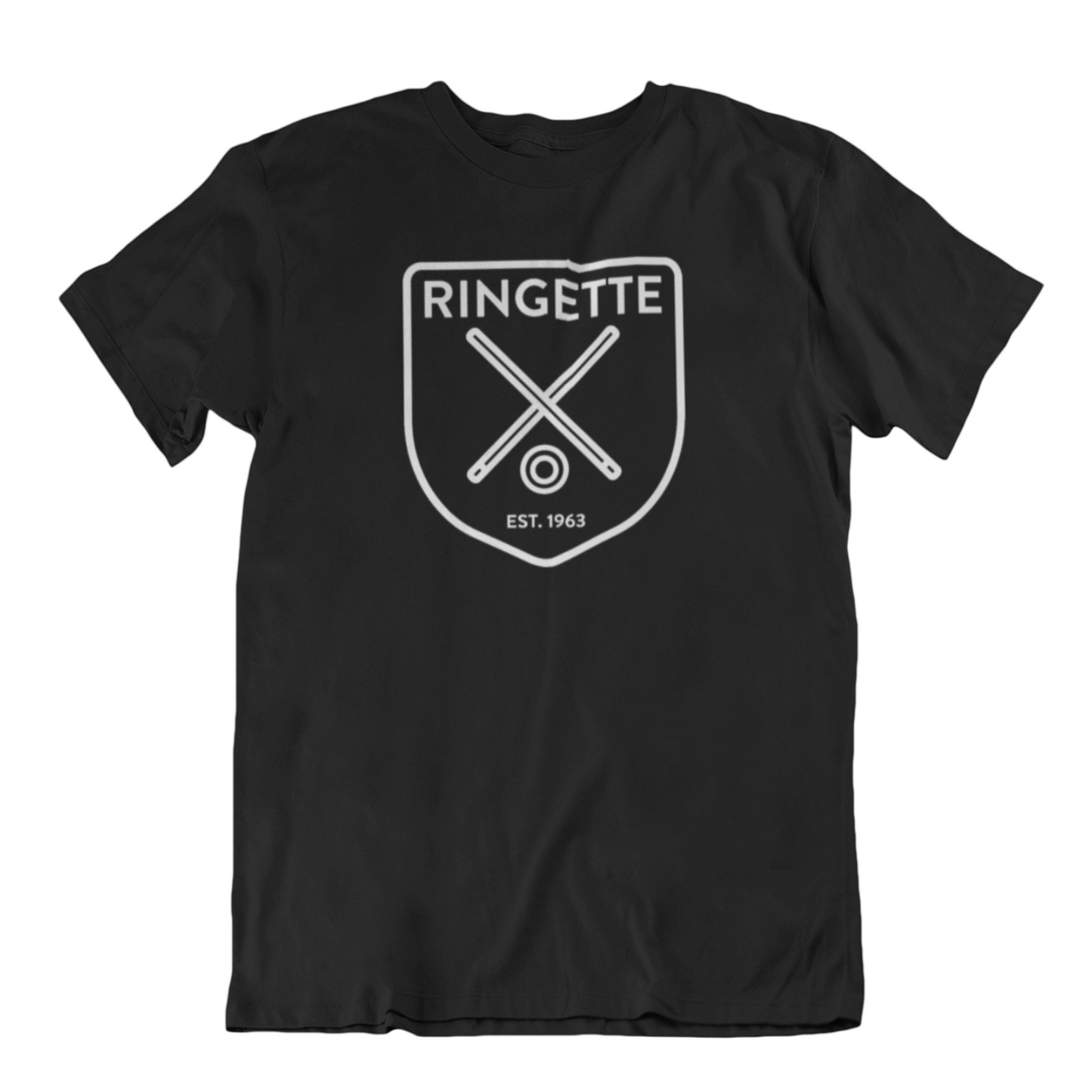 Ringette Crest Tee | White on Black (YOUTH)