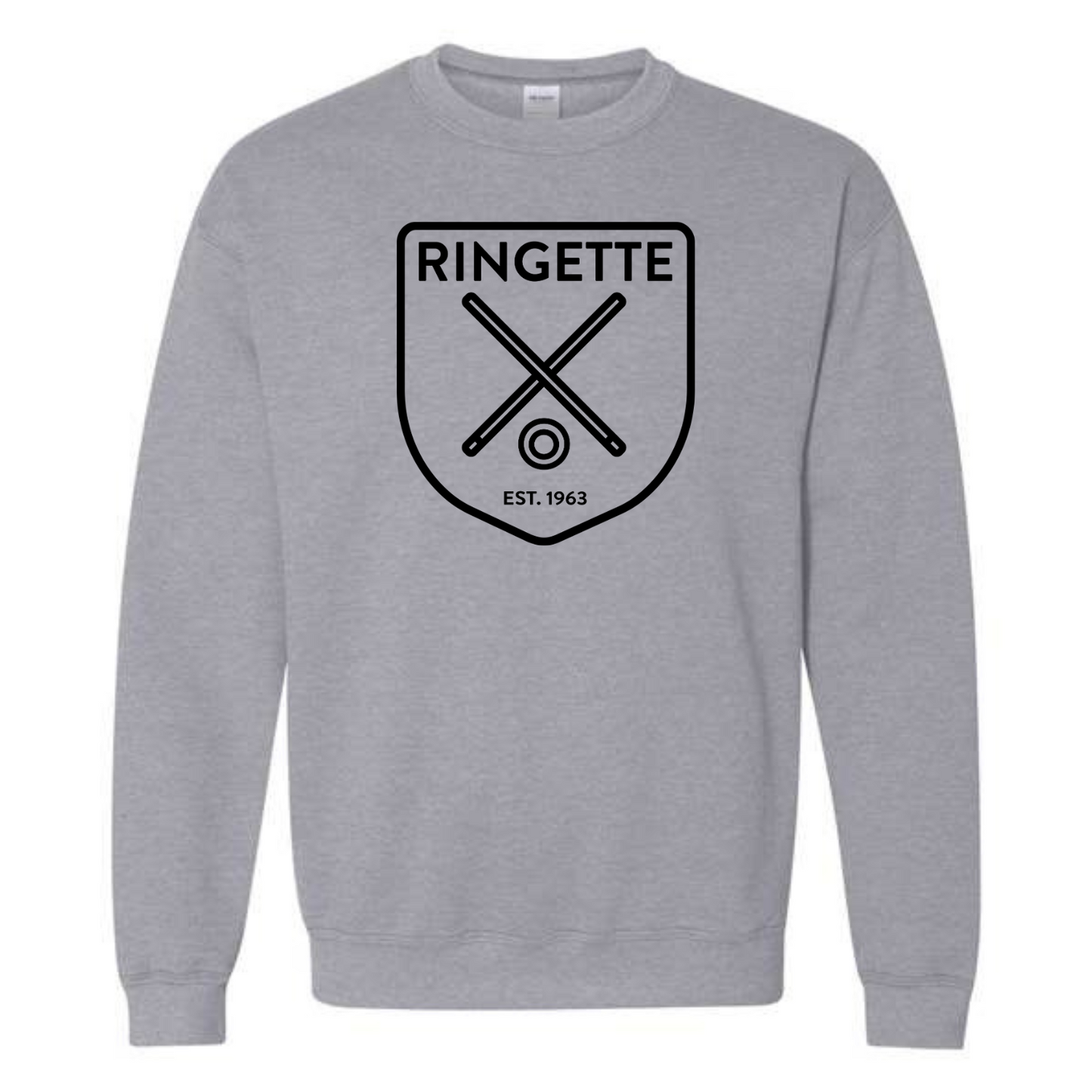 Ringette Crest Crewneck | Black on Athletic Grey (ADULT)
