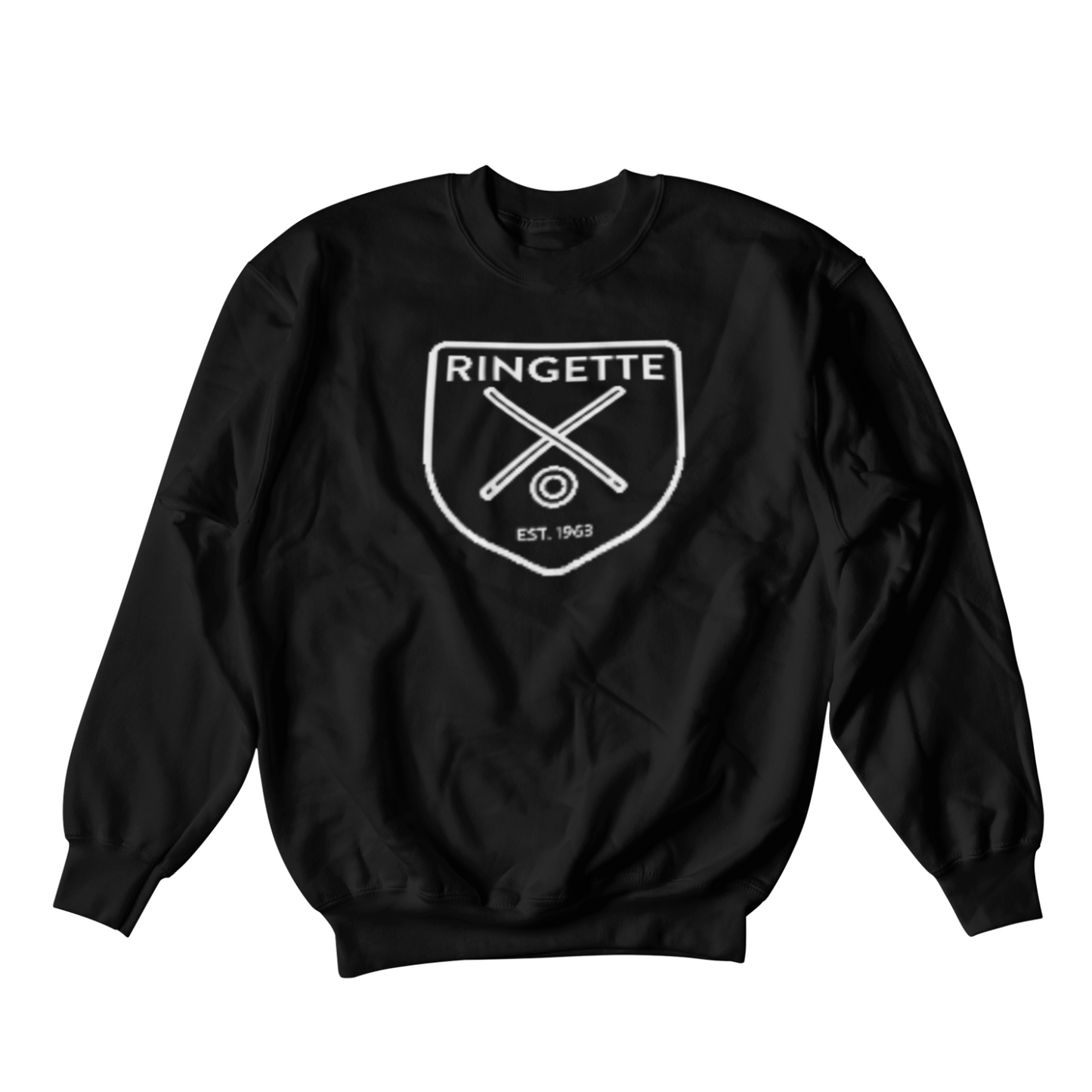 Ringette Crest Crewneck | White on Black (ADULT)