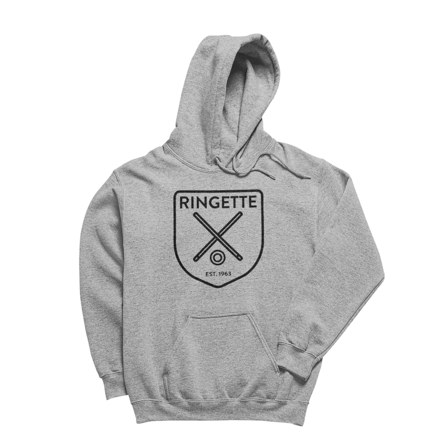 Ringette Crest Hoodie | Black on Athletic Grey (ADULT)