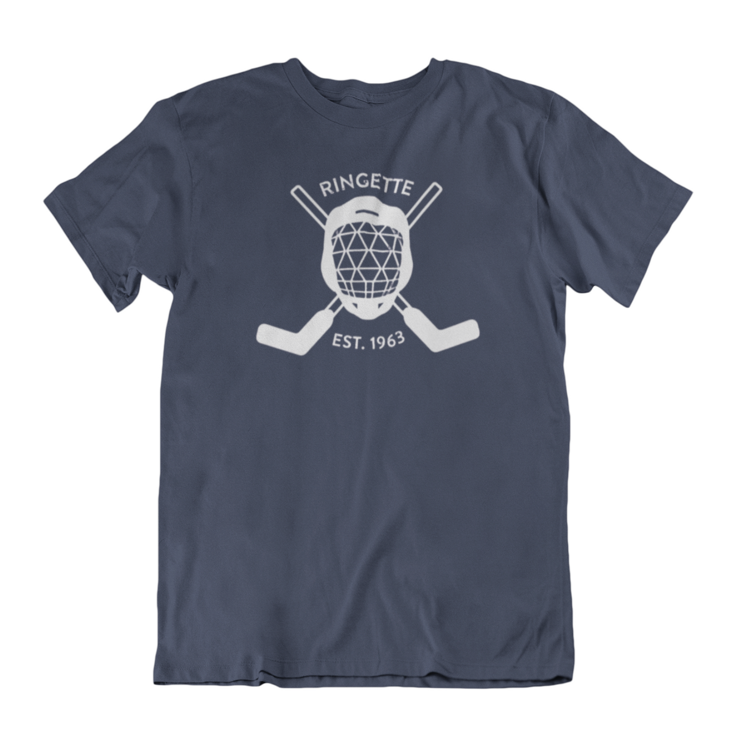 Ringette Goalie Tee | White on Navy (ADULT)