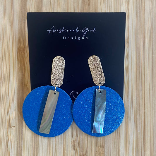 Blue Leather Earrings