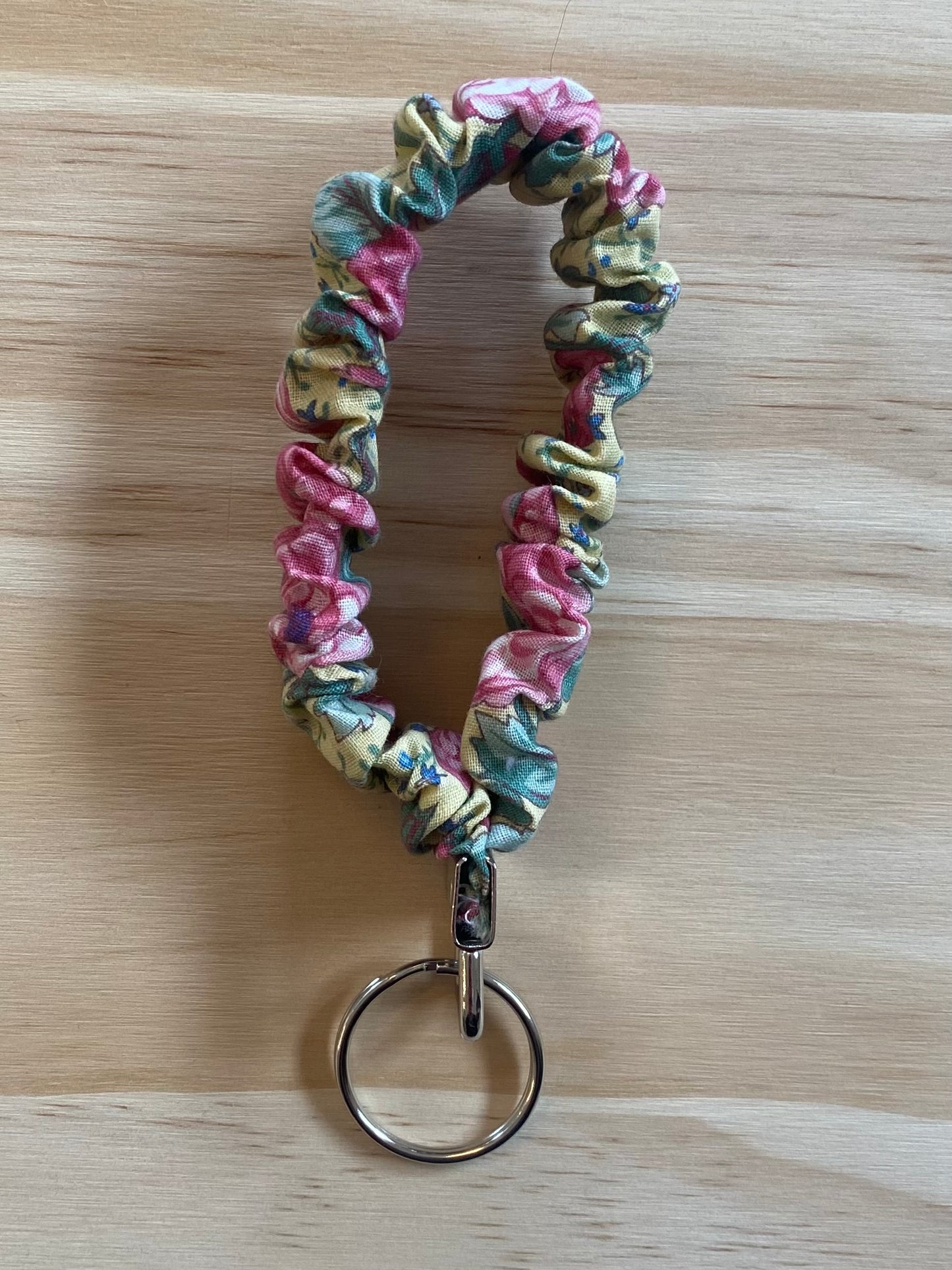Yellow and Pink Floral Wristlet