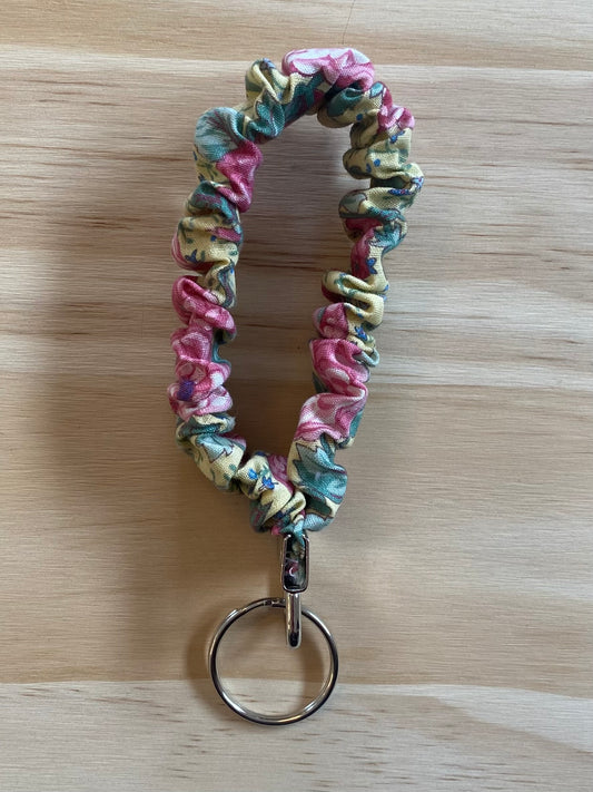 Yellow and Pink Floral Wristlet
