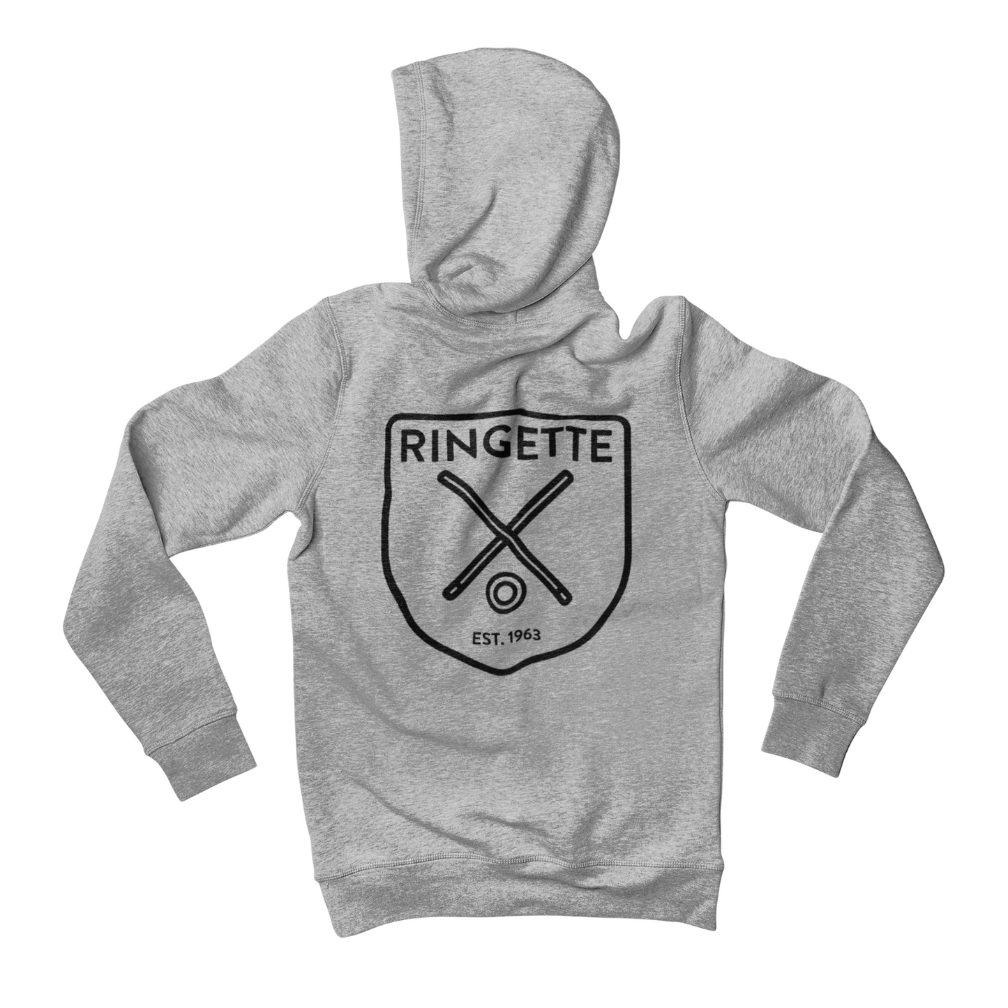 Ringette Crest Hoodie | Black on Athletic Grey (ADULT)