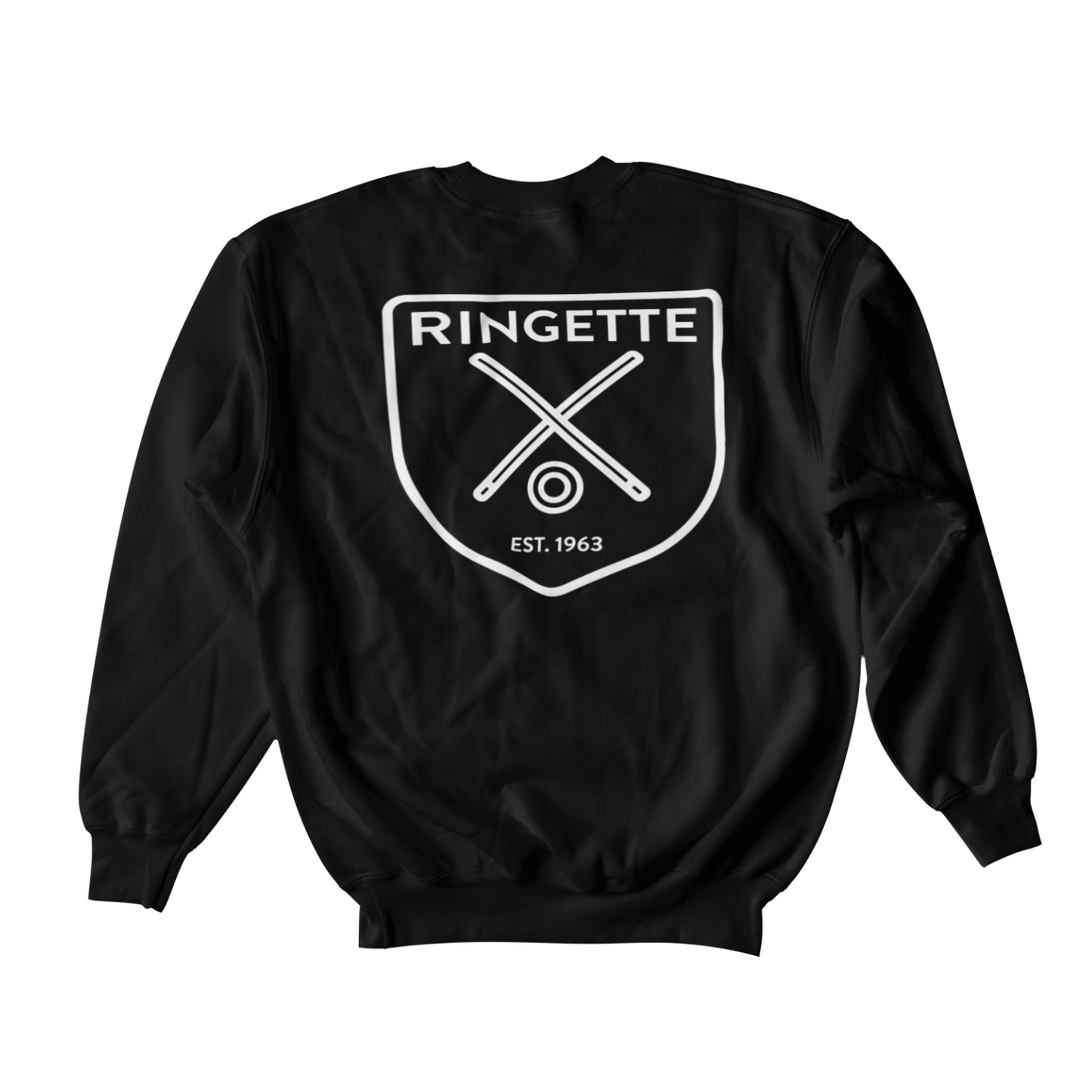 Ringette Crest Crewneck | White on Black (ADULT)