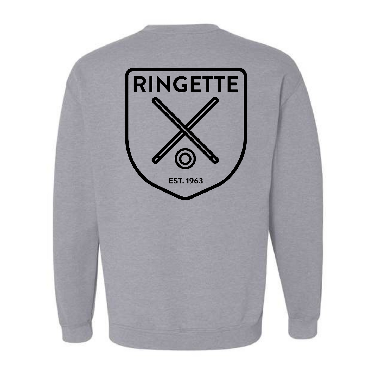 Ringette Crest Crewneck | Black on Athletic Grey (ADULT)