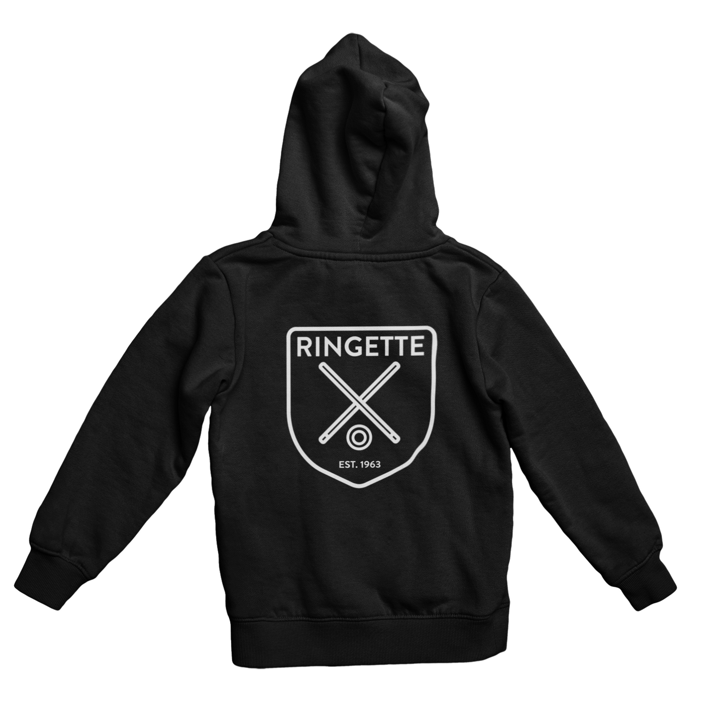 Ringette Crest Hoodie | White on Black (ADULT)