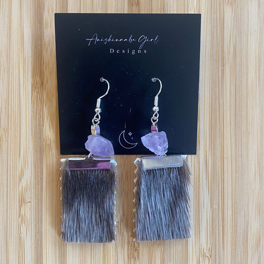 Sealskin and Amethyst Earrings