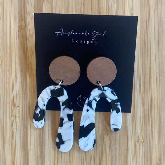 White and Black Acrylic Earrings