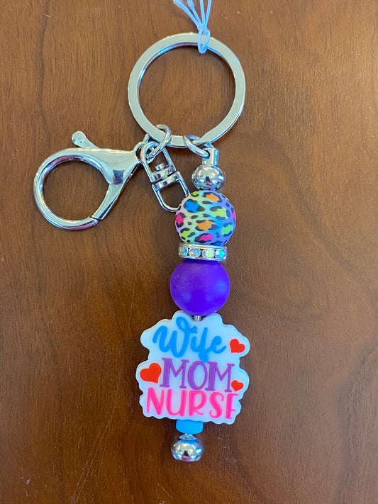 "Wife, Mom, Nurse" Keychain