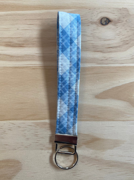 Blue Plaid Wristlet
