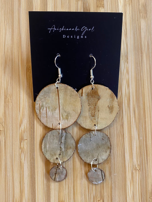 Circular Birch Bark Earrings