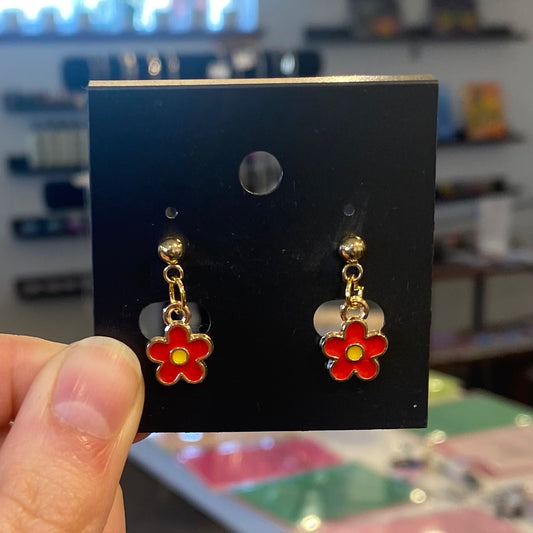 Red Flower Earrings