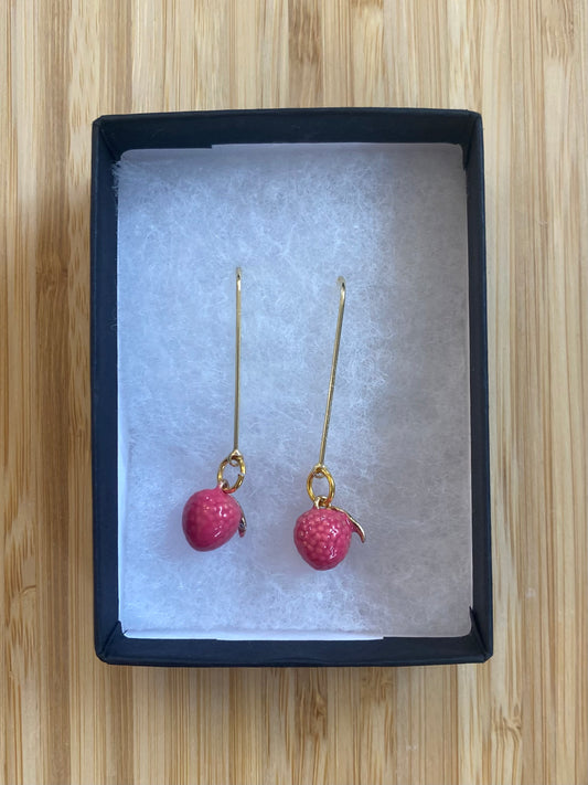 Pink Strawberry Charm Earrings