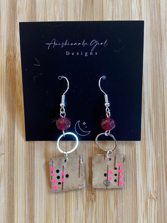 Pink Birch Bark Earrings