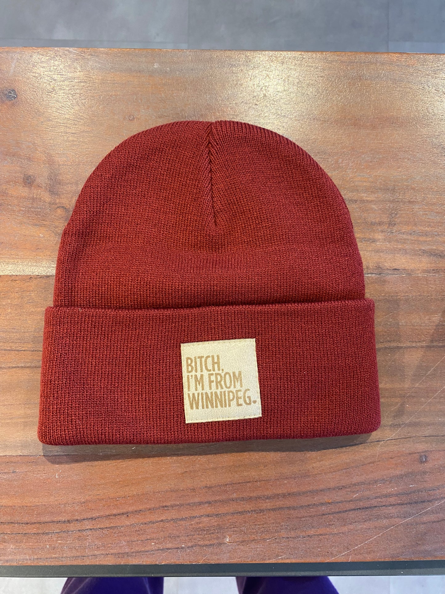 BIFW Toque | Natural on Maroon