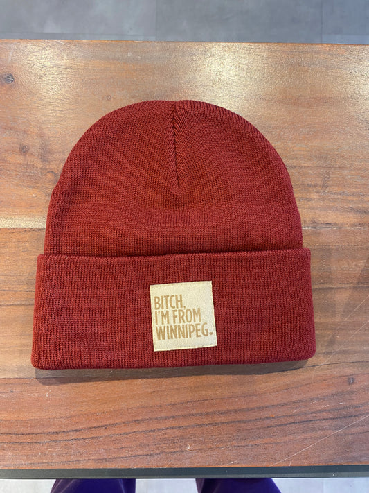 BIFW Toque | Natural on Maroon