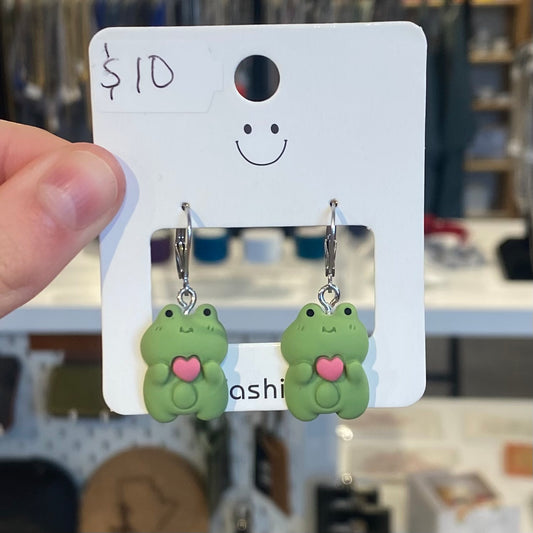Froggies with Hearts Earrings