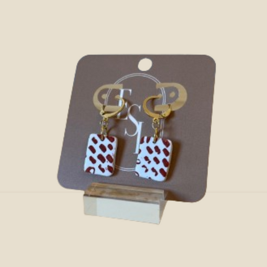 Mini Dangles Earrings | White & Red