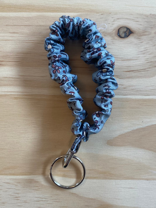 Blue Floral Wristlet