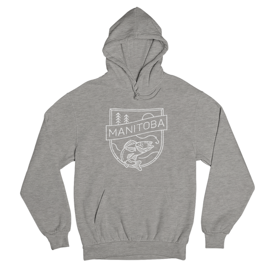 MB Angler Hoodie | White on Athletic Grey
