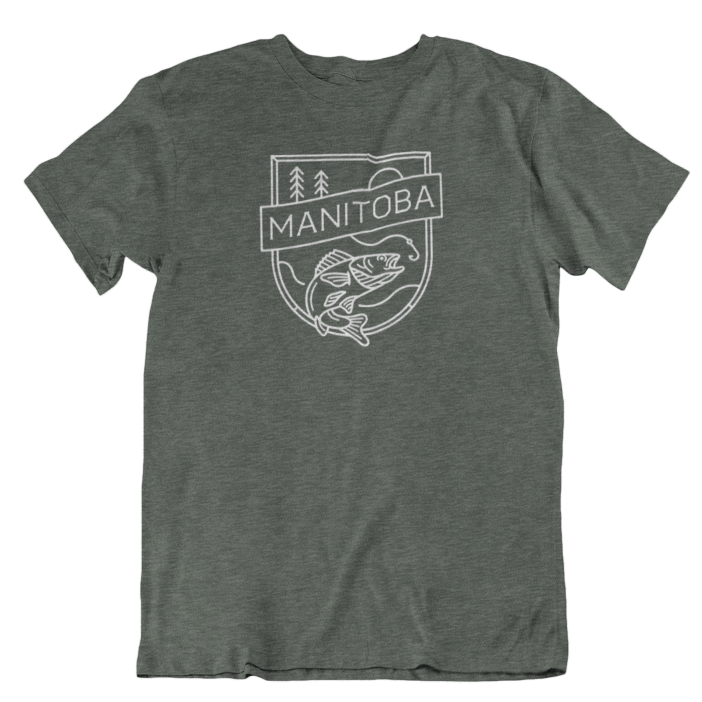 MB Angler Tee | White on Heather Forest