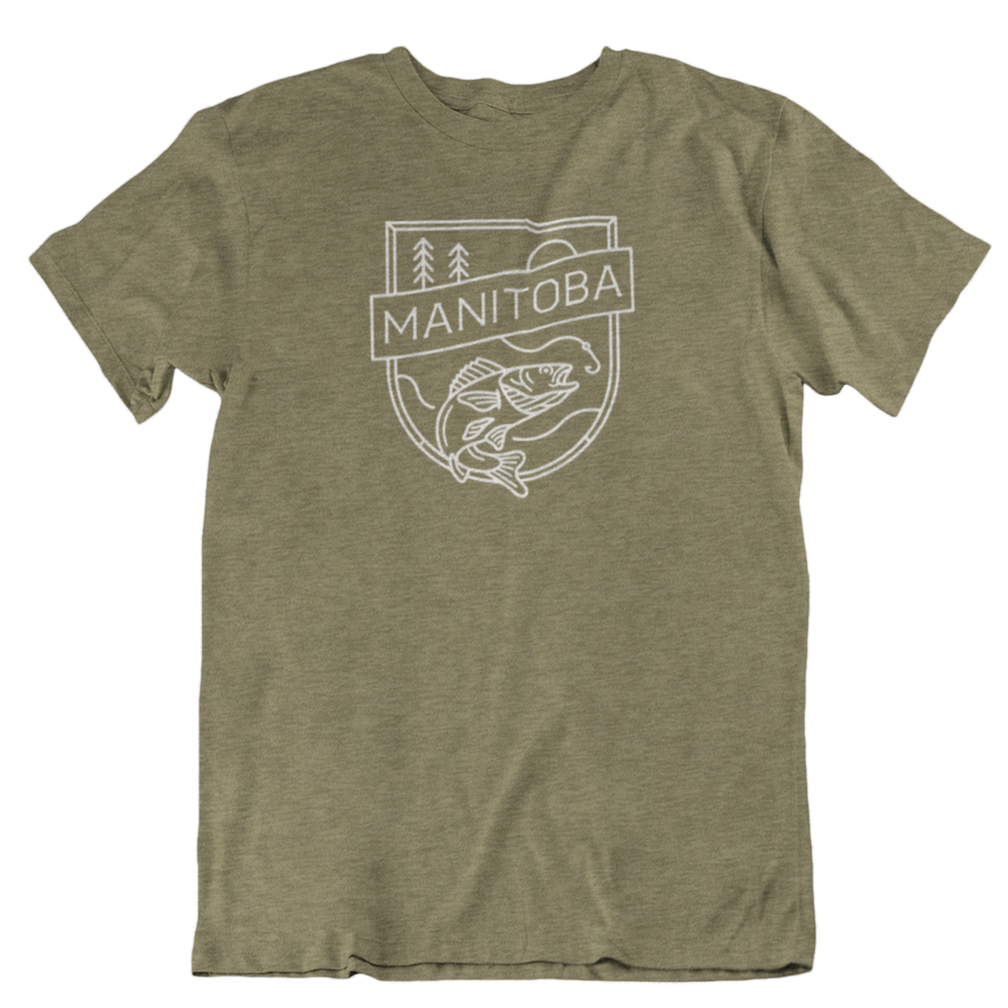 MB Angler Tee | White on Heather Olive