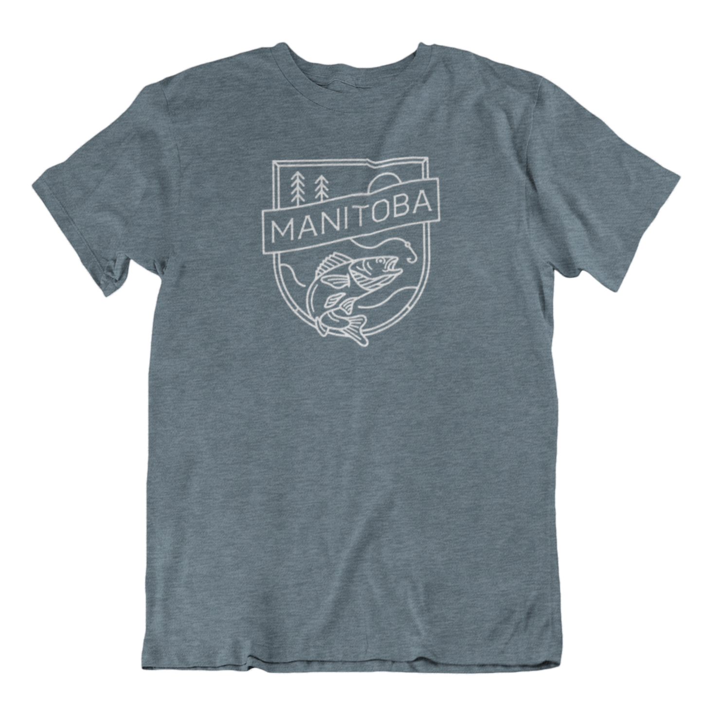 MB Angler Tee | White on Heather Slate